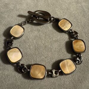 Dark Metal Mother of Pearl Toggle Bracelet